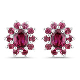 2.00 Carat Genuine Rhodolite Garnet .925 Sterling Silver Earrings