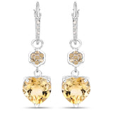 6.38 Carat Genuine Citrine & White Topaz .925 Sterling Silver Earrings