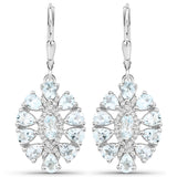 2.93 Carat Genuine Aquamarine and White Topaz .925 Sterling Silver Earrings
