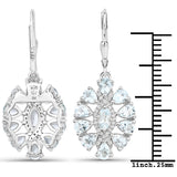 2.93 Carat Genuine Aquamarine and White Topaz .925 Sterling Silver Earrings