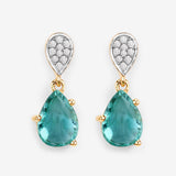 2.28 ct. Genuine Zambian Emerald and White Diamond 14K Yellow Gold Earrings