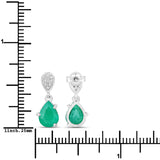 2.28 Carat Genuine Zambian Emerald and White Diamond 14K White Gold Earrings