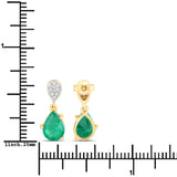 2.28 ct. Genuine Zambian Emerald and White Diamond 14K Yellow Gold Earrings