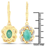 2.36 Carat Genuine Emerald and White Topaz .925 Sterling Silver Earrings