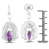 2.20 Carat Genuine Amethyst and White Topaz .925 Sterling Silver Earrings