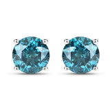 1.07 Carat Genuine Blue Diamond 14K White Gold Earrings