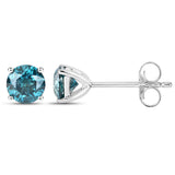 1.07 Carat Genuine Blue Diamond 14K White Gold Earrings