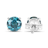 1.07 Carat Genuine Blue Diamond 14K White Gold Earrings