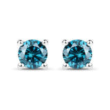 0.51 Carat Genuine Blue Diamond 14K White Gold Earrings
