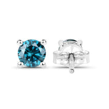 0.51 Carat Genuine Blue Diamond 14K White Gold Earrings