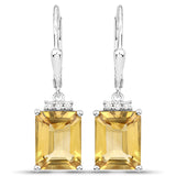 5.63 Carat Genuine Citrine and White Topaz .925 Sterling Silver Earrings