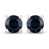 1.30 Carat Genuine Blue Sapphire 14K White Gold Earrings