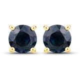 1.30 Carat Genuine Blue Sapphire 14K Yellow Gold Earrings