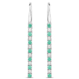 1.07 Carat Genuine Emerald and White Diamond .925 Sterling Silver Earrings