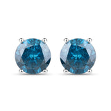 0.90 Carat Genuine Blue Diamond 14K White Gold Earrings
