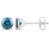 0.90 Carat Genuine Blue Diamond 14K White Gold Earrings