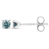 0.29 Carat Genuine Blue Diamond 14K White Gold Earrings (I1-I2)