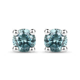 0.29 Carat Genuine Blue Diamond 14K White Gold Earrings (SI1-SI2)