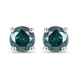 0.38 Carat Genuine Blue Diamond 14K White Gold Earrings (I1-I2)