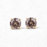 0.39 Carat Genuine Champagne Diamond 14K Yellow Gold Earrings (SI1-SI2)