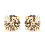 0.39 Carat Genuine Champagne Diamond 14K Yellow Gold Earrings (SI1-SI2)