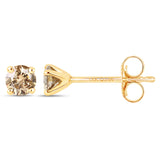 0.39 Carat Genuine Champagne Diamond 14K Yellow Gold Earrings (SI1-SI2)