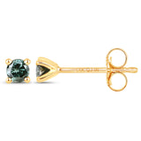 0.20 Carat Genuine Green Diamond 14K Yellow Gold Earrings (I1-I2)