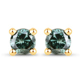 0.20 Carat Genuine Green Diamond 14K Yellow Gold Earrings (SI1-SI2)