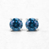 0.52 Carat Genuine Blue Diamond 14K White Gold Earrings (SI1-SI2)