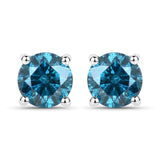 0.52 Carat Genuine Blue Diamond 14K White Gold Earrings (SI1-SI2)