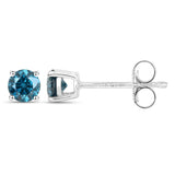 0.52 Carat Genuine Blue Diamond 14K White Gold Earrings (SI1-SI2)