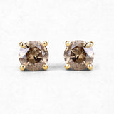 0.77 Carat Genuine Champagne Diamond 14K Yellow Gold Earrings (SI1-SI2)