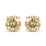 0.77 Carat Genuine Champagne Diamond 14K Yellow Gold Earrings (SI1-SI2)