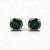 0.95 Carat Genuine Green Diamond 14K Yellow Gold Earrings (I1-I2)