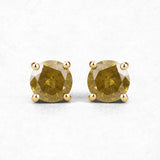 1.01 Carat Genuine Yellow Diamond 14K Yellow Gold Earrings (I1-I2)