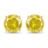 1.01 Carat Genuine Yellow Diamond 14K Yellow Gold Earrings (I1-I2)