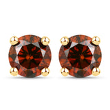 1.06 Carat Genuine Red Diamond 14K Yellow Gold Earrings (SI1-SI2)