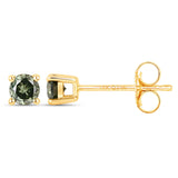 0.30 Carat Genuine Green Diamond 14K Yellow Gold Earrings (SI1-SI2)