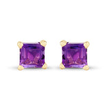 0.30 Carat Genuine Amethyst 14K Yellow Gold Earrings