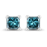 0.25 Carat Genuine Blue Diamond 14K White Gold Earrings (SI1-SI2)