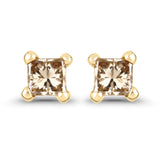 0.25 Carat Genuine Champagne Diamond 14K Yellow Gold Earrings (I1-I2)