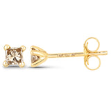 0.25 Carat Genuine Champagne Diamond 14K Yellow Gold Earrings (I1-I2)