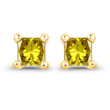 0.25 Carat Genuine Yellow Diamond 14K Yellow Gold Earrings (SI1-SI2)