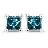 0.58 Carat Genuine Blue Diamond 14K White Gold Earrings (SI1-SI2)