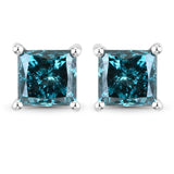 1.31 Carat Genuine Blue Diamond 14K White Gold Earrings (I1-I2)