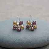 Purple and Yellow Flower Sterling Silver Earrings