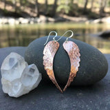 Copper Hammer Pattern Sculpted Angel Wings Earrings