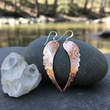 Copper Hammer Pattern Sculpted Angel Wings Earrings