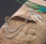 Silver Dangle Ear Cuff Clip Stud Wrap Earring with Chain by Fashion Hut Jewelry