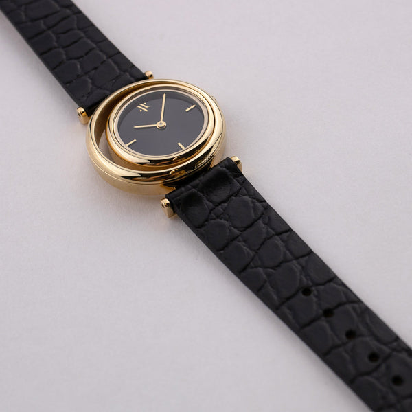 Black/Gold Leather Strap 16mm by VANNA